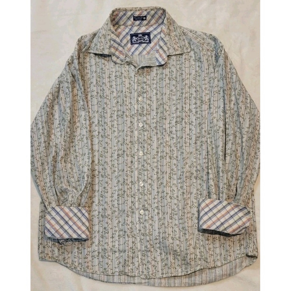 ROBERT GRAHAM FLIP CUFF LONG SLEEVE BUTTONDOWN FLORAL STRIPE PRINT MENS LARGE - Picture 4 of 7